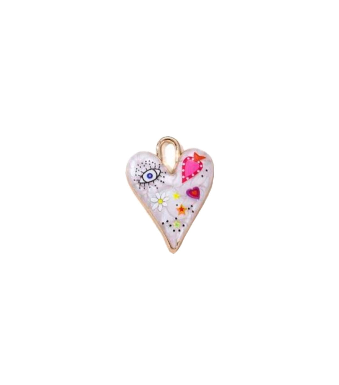 Colorful heart enamel charm